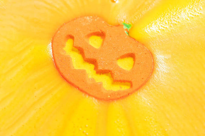 orange pumpkin-shaped bath bomb