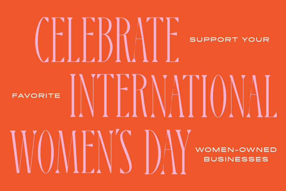 pink text on red background that says celebrate international womens day