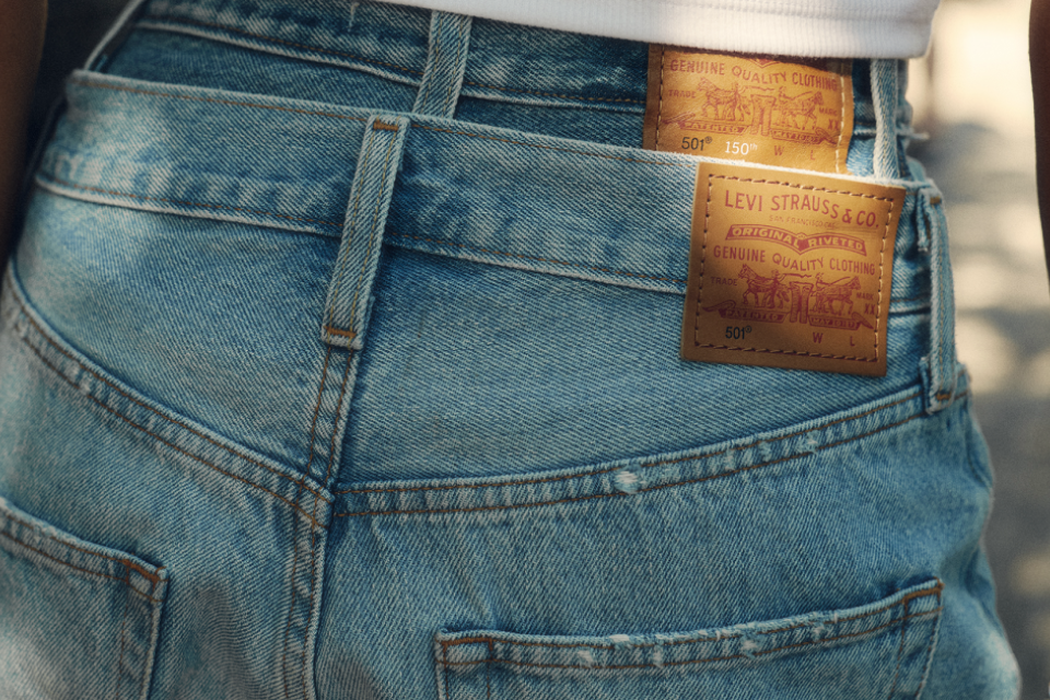 back pockets on blue jeans